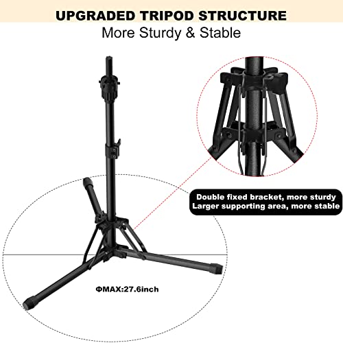 Wig Head Stand - Upgrade Wig Stand Tripod with Reinforced Tripod & Tool Tray for Cosmetology Hairdressing Training Styling, Heavy Duty Mannequin Head Stand with Wig Caps T-Pins Hair Clips Spreadr