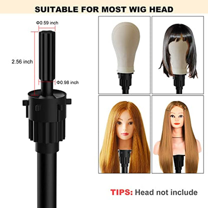 Wig Head Stand - Upgrade Wig Stand Tripod with Reinforced Tripod & Tool Tray for Cosmetology Hairdressing Training Styling, Heavy Duty Mannequin Head Stand with Wig Caps T-Pins Hair Clips Spreadr