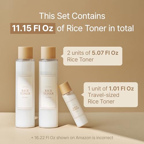 I'm From Rice Toner, 77.78% Rice Extract from Korea, Glow Essence with Niacinamide, Hydrating for Dry Skin, Vegan, Alcohol Free, Fragrance Free, Peta Approved, K Beauty Toner, 5.07 Fl Oz, Valentine