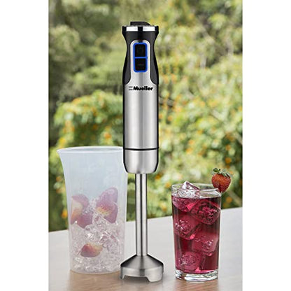 Mueller Austria Ultra-Stick 500 Watt 9-Speed Immersion Multi-Purpose Hand Blender Heavy Duty Copper Motor Brushed 304 Stainless Steel With Whisk, Milk Frother Attachments