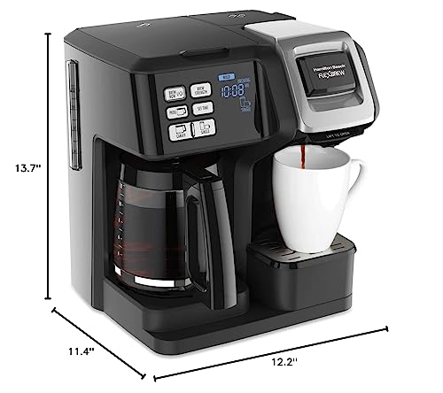 Hamilton Beach 49976 FlexBrew Trio 2-Way Coffee Maker, Compatible with K-Cup Pods or Grounds, Combo, Single Serve & Full 12c Pot, Black