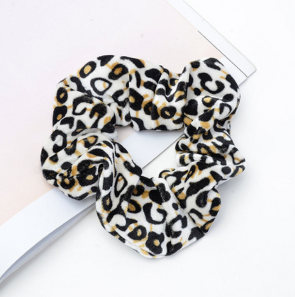 Vintage leopard spotted hair circle fabric hair accessory scrunchie