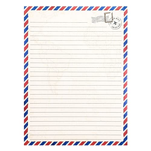 48 Pack Letter Writing Stationary Paper and Envelopes Set, Vintage Travel Design (6.9 x 9.25 In)