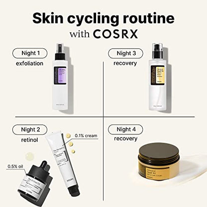 COSRX Skin Cycling Routine - Snail Mucin 96% Essence + Retinol 0.1 Cream, Recovery Set for Face and Neck, Fine Lines Spot Treatment, Repair Cream for Face