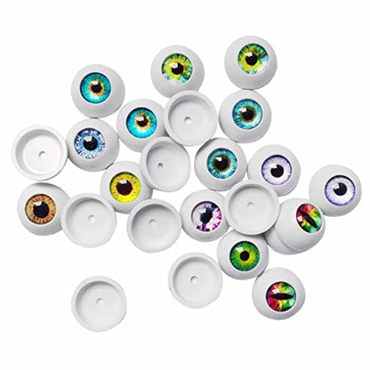 24 Pairs 18mm Plastic Round Eyeball 12 Styles Glass Pupil Eyes for DIY Doll Making Repair Multi-Colored Hollow Back