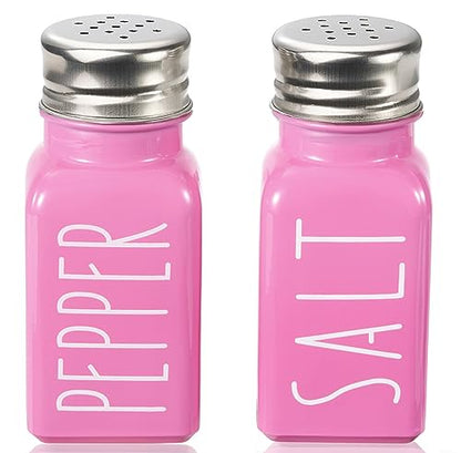 Pink Salt And Pepper Shakers Set By VICUKIE, Farmhouse Kitchen Decor, Glass Salt And Pepper Shakers, Salt Shaker, Gift For Women, Modern Farmhouse Decor, Home Decor, Pink Home Decor(pink)