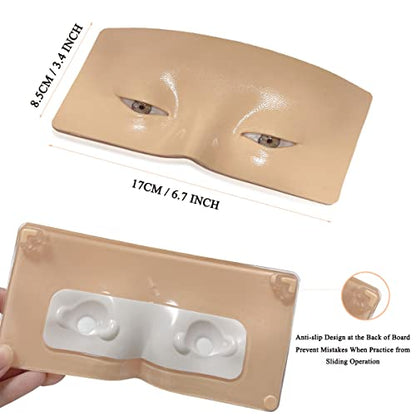 Makeup Practice Face Board, Resusable 3D Makeup Mannequin Face, Eyes Makeup Practice Face with Makeup Kit for Makeup Students and Beginners to Practice Eye shadow Eyeliner Eyebrow Makeup & Lash Extension