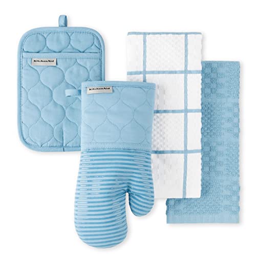 KitchenAid Onion Quilt KT OM PH Kitchen Towel, Oven Mitt & Potholder Set, Blue Velvet