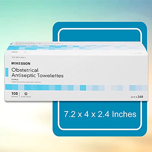 McKesson Obstetrical Antiseptic Towelettes Wipes, Sterile, Individual Packet, Clean Scent, 100 Wipes, 1 Pack