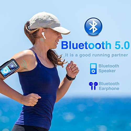 Mp3 Player with 32GB TF Card,MP3 Music Player with Bluetooth 5.0,FM Radio,Earphone, Portable HiFi Music Player with Voice Recorder/Video/Photo Viewer/E-Book Player for Kids,Running,Walking (Blue)