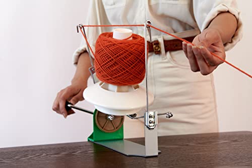 Olikraft 𝐋𝐚𝐫𝐠𝐞 𝐂𝐚𝐩𝐚𝐜𝐢𝐭𝐲 𝐘𝐚𝐫𝐧 𝐖𝐢𝐧𝐝𝐞𝐫 - Hand Operated Metal Yarn Ball Winder. Support 10 to 16 oz of Yarn Fiber Wool String (Stainless Steel)