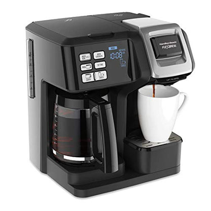 Hamilton Beach 49976 FlexBrew Trio 2-Way Coffee Maker, Compatible with K-Cup Pods or Grounds, Combo, Single Serve & Full 12c Pot, Black