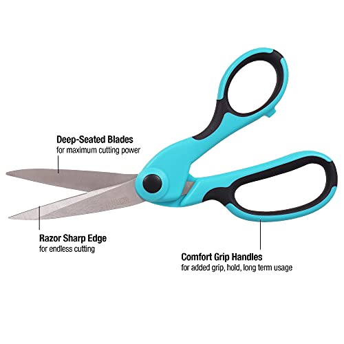 SINGER ProSeries Sewing Scissors Bundle, 8.5" Heavy Duty Fabric Scissors, 4.5" Detail Embroidery Scissors, 5" Thread Snips with Comfort Grip Spreadr