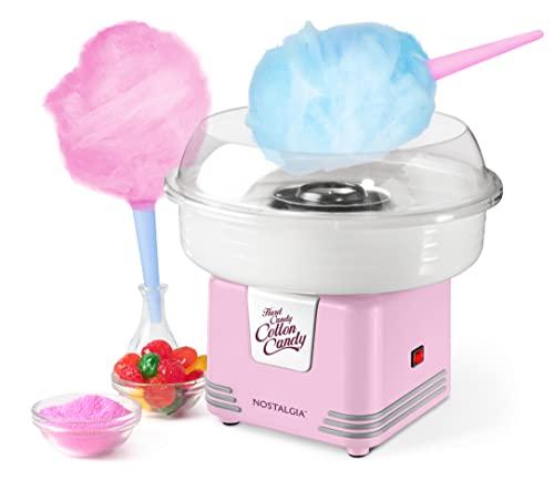 Nostalgia PCM425PNK Classic Retro Hard and Sugar Free Countertop Cotton Candy Maker, Includes 2 Reusable Cones and Scoop, One Size, Pink Spreadr