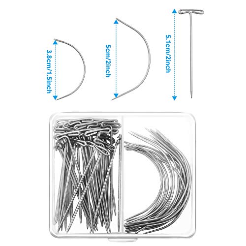 Wig Making Cap Pins Needles Set, Dome Mesh Lace Wig Cap 70 Pieces Pins C Curved Weaving Needles Metal Snap Wig Combs Rat tail Combs Elastic Wig Band Black Hair Clips Scissor Tweezers Wig Sewing Spreadr