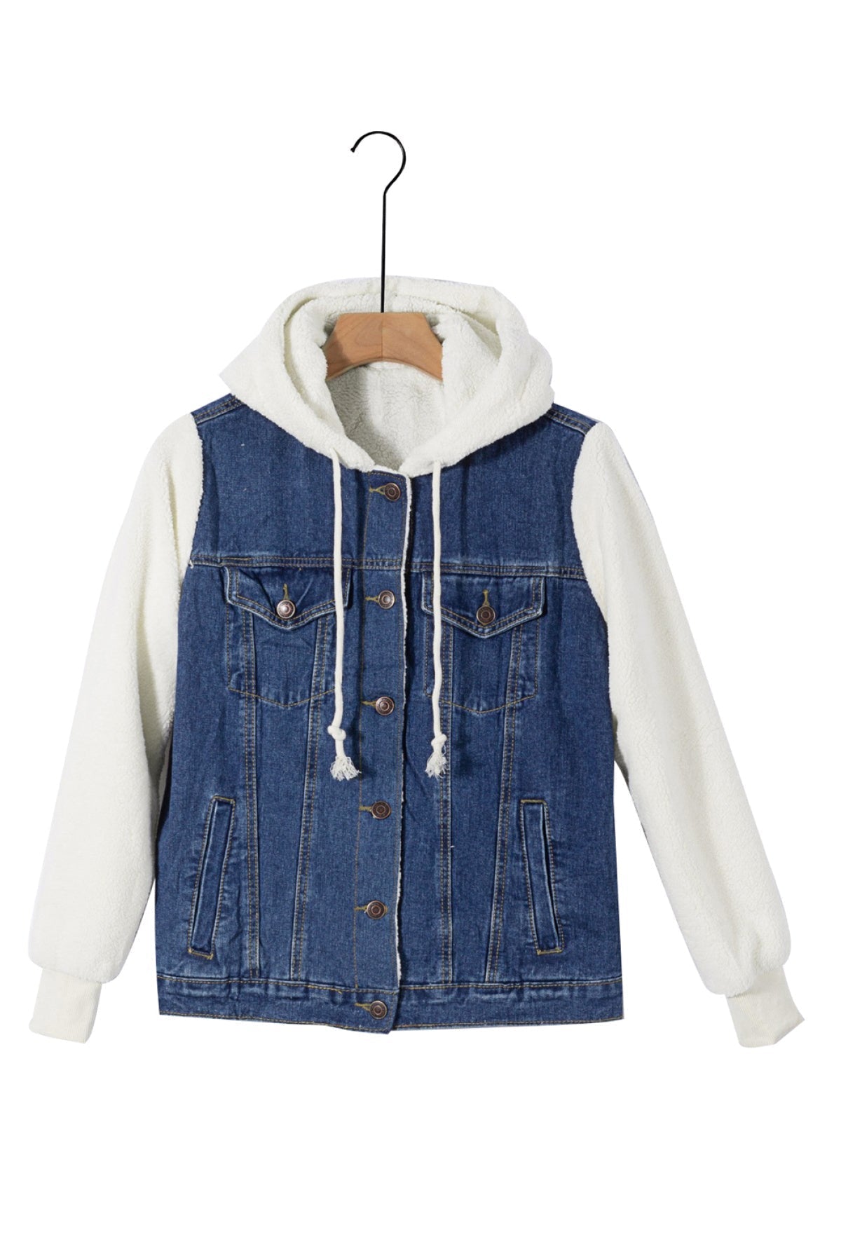 Sherpa Denim Splicing Buttoned Jacket Kiwidrop