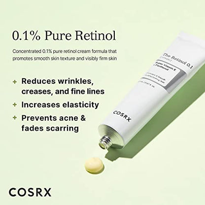 COSRX Skin Cycling Routine - Snail Mucin 96% Essence + Retinol 0.1 Cream, Recovery Set for Face and Neck, Fine Lines Spot Treatment, Repair Cream for Face