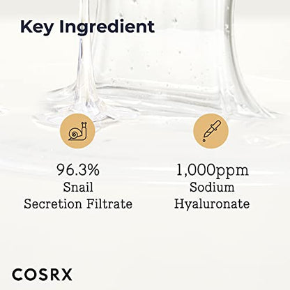 COSRX Snail Mucin 96% Power Repairing Essence 3.38 fl.oz 100ml, Hydrating Serum for Face with Snail Secretion Filtrate for Dull & Damaged Skin, Not Tested on Animals, No Parabens, Korean Skincare