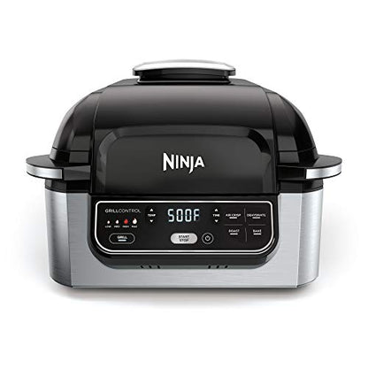 Ninja AG301 Foodi 5-in-1 Indoor Electric Grill with Air Fry, Roast, Bake & Dehydrate - Programmable, Black/Silver