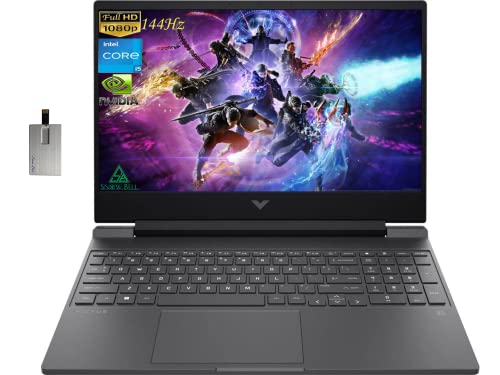 HP 2022 Victus 15.6" FHD 144Hz Gaming Laptop, Intel 12th Core i5-12450H, 32GB RAM, 1TB PCIe SSD, NVIDIA GeForce GTX 1650 Graphics, Backlit Keyboard, Win 11 Pro, Mica Silver, 32GB Snowbell USB Card