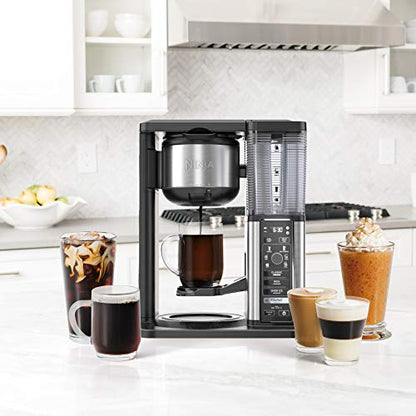 Ninja CM401 Specialty 10-Cup Coffee Maker, with 4 Brew Styles for Ground Coffee, Built-in Water Reservoir, Fold-Away Frother & Glass Carafe, Black, 50 Oz.