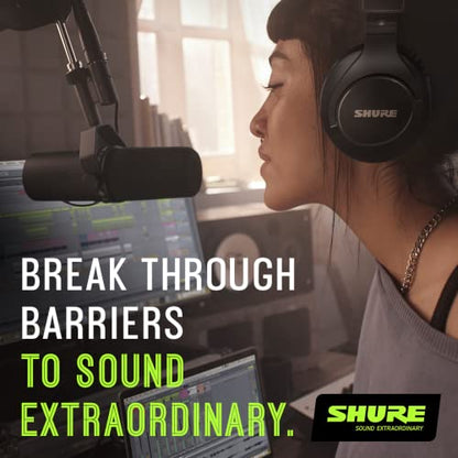 Shure SM7B Vocal Dynamic Microphone for Broadcast, Podcast & Recording, XLR Studio Mic for Music & Speech, Wide-Range Frequency, Warm & Smooth Sound, Rugged Construction, Detachable Windscreen - Black