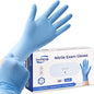 SwiftGrip (Medium) Disposable Nitrile Exam Gloves, 3-mil, Blue, Nitrile Gloves Disposable Latex Free, Medical Gloves, Cleaning Gloves, Food-Safe Rubber Gloves, Powder Free, Non-Sterile, 100-ct Box (Medium)