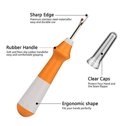 Seam Ripper,Sewing Stitch Thread Remover, 2Pack Thread Cutter with 1 Pack Thread Snips Scissor,1 Scissor,1 Finger Cutter. Spreadr