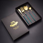 Stainless Steel Dinnerware Set Black Gold Cutlery Spoon Fork Knife Western Cutleri Gift Box Supplies Silverware Tableware Set Larnt