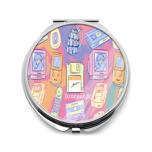 Portable Cosmetic Mirror｜Stainless Steel -Kawaii, Retro, Anime, 90's Themed, Sherbet Colors, Pastel (Designed by Dunbi)