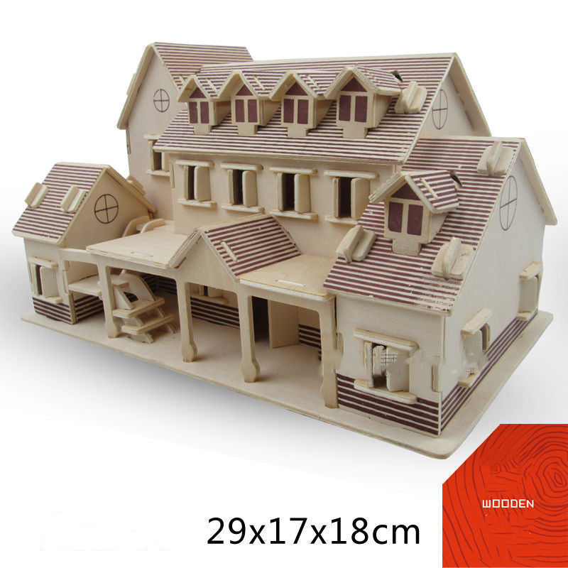 Small Wooden House 3d Fight Children's Building Block Toy Intelligence Development