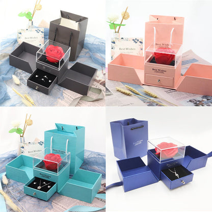 Valentine's Day Gift Flower Soap Rose Jewelry Box Set Girl Women Earrings Necklace Lipstick Makeup Storage