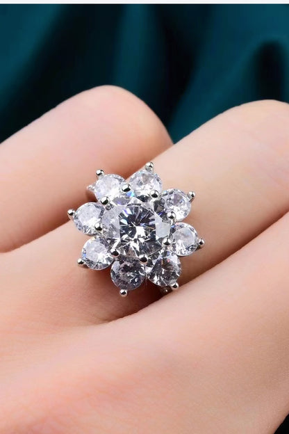 1 Carat Moissanite Flower Ring Trendsi