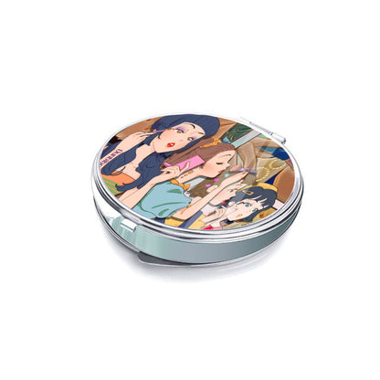 Portable Cosmetic Mirror｜Stainless Steel - Retro, Makeup, Korean Girls, Hair, Fashion, Lipstick, Mascara, Girl Gang (Designed by Dunbi)