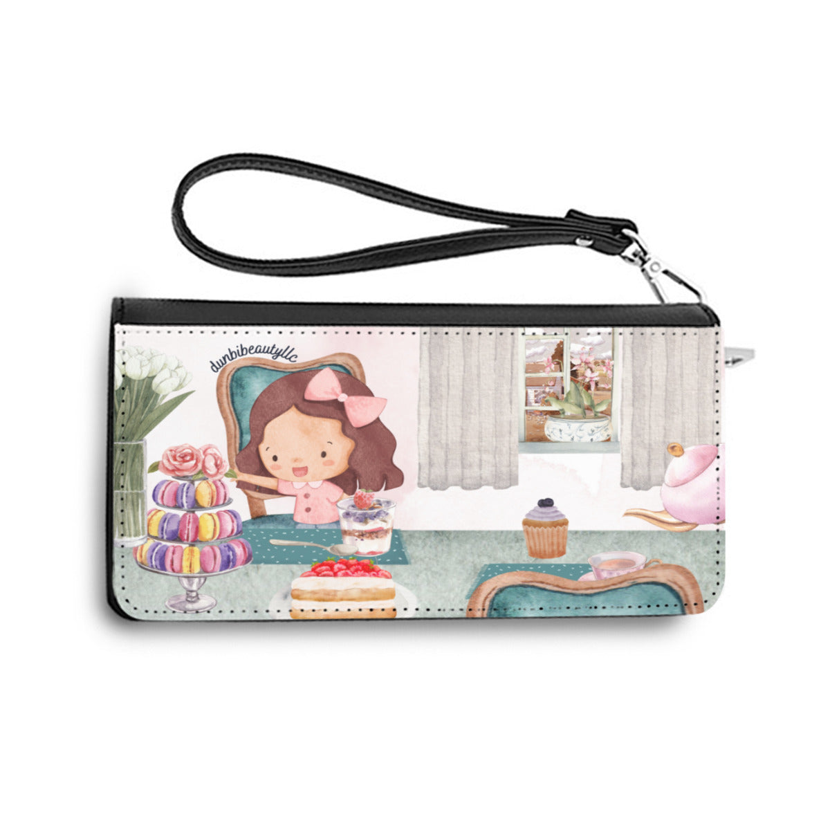 Customized Women's Purse｜PU -Tea Party, Happy, Cute, Cake, Macarons, Cupcake, Tea, Snacks, Party, Bow, Parfait, Dessert (Designed by Dunbi)