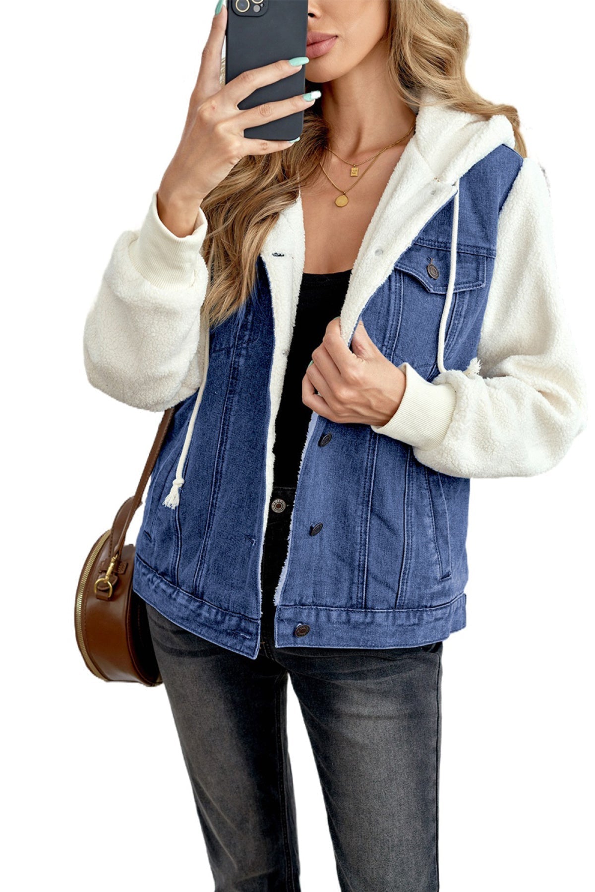 Sherpa Denim Splicing Buttoned Jacket Kiwidrop