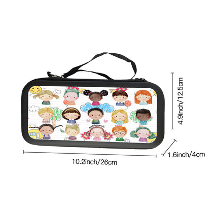 Nintendo Switch Storage Bag (Double-Sided Printing)｜Eva Material - Kids, Notebook, Rocket, Sun, Smiley, School Bus, Tree, Flowers, Hearts, Clouds, Nature, Children, Boys, Girls, Friendship (Designed by Dunbi)