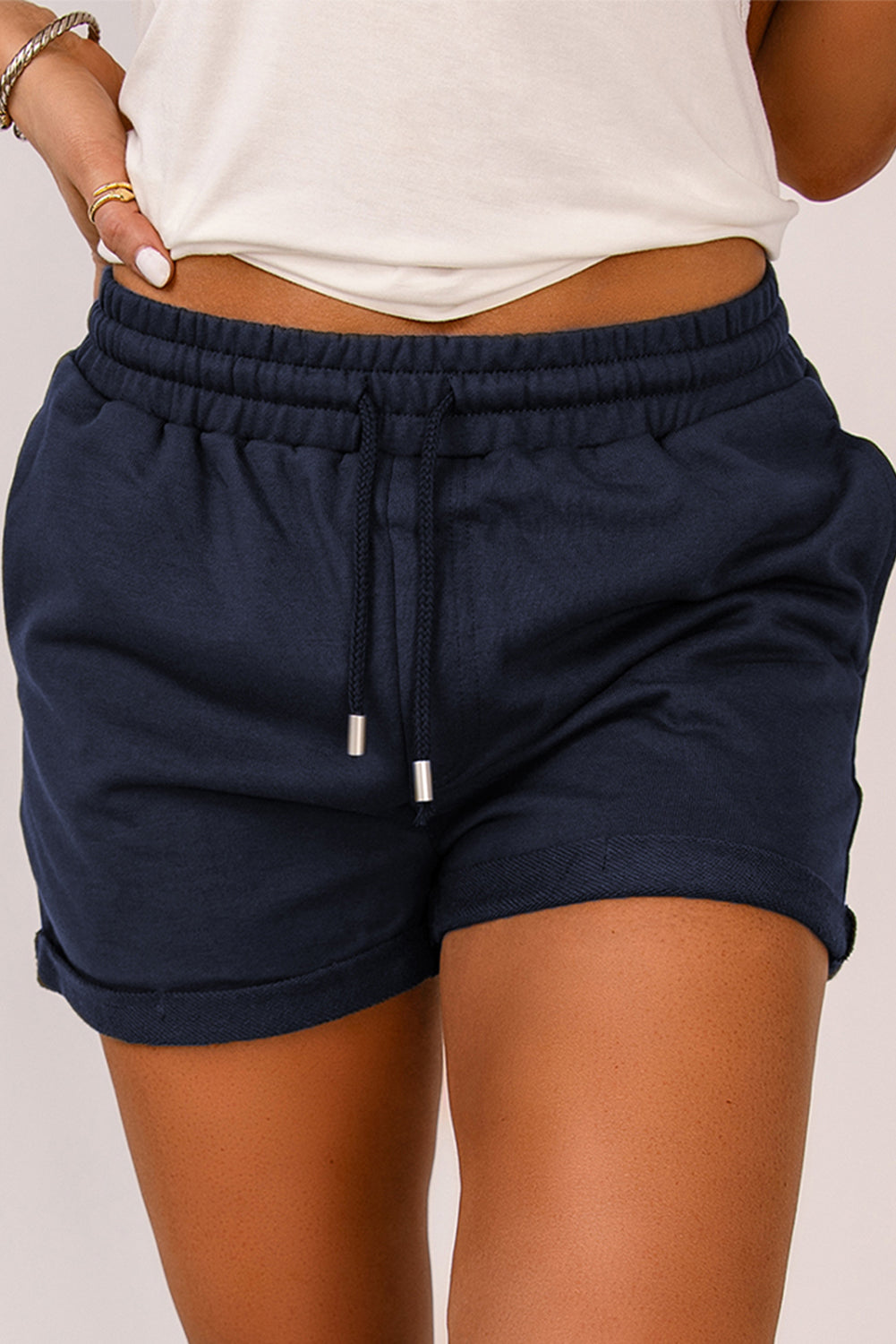 Drawstring Waist Cuffed Shorts