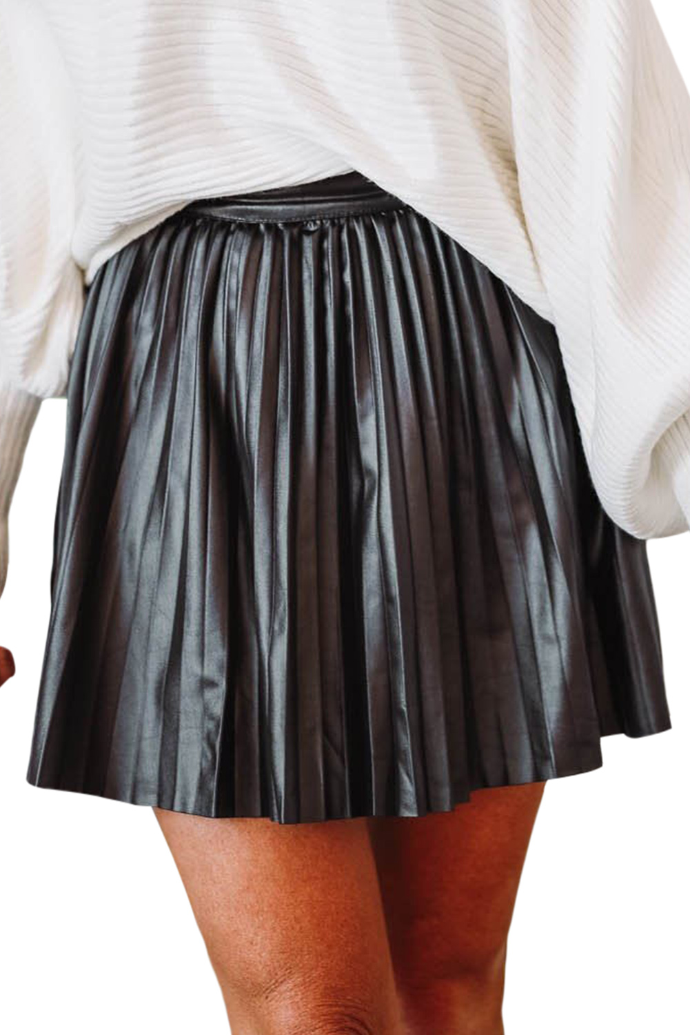 Black Pleated High Waist Mini Skirt Kiwidrop