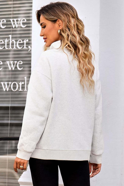 Quarter Zip Dropped Shoulder Sweatshirt Trendsi