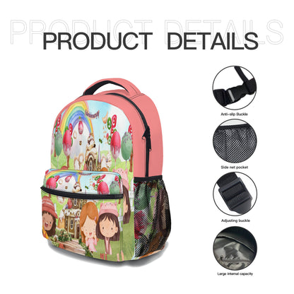 School Bag, Portable Lunch Bag, Pen Pouch | Oxford Cloth - Watercolor, Candy, Pastel, Lollypops, Chocolate, Treats, Dessert, Girls, Friends, Rainbow, Candy Shop, Hot Air Balloon, Cake Pops, Chocolate Clouds (Designed by Dunbi)