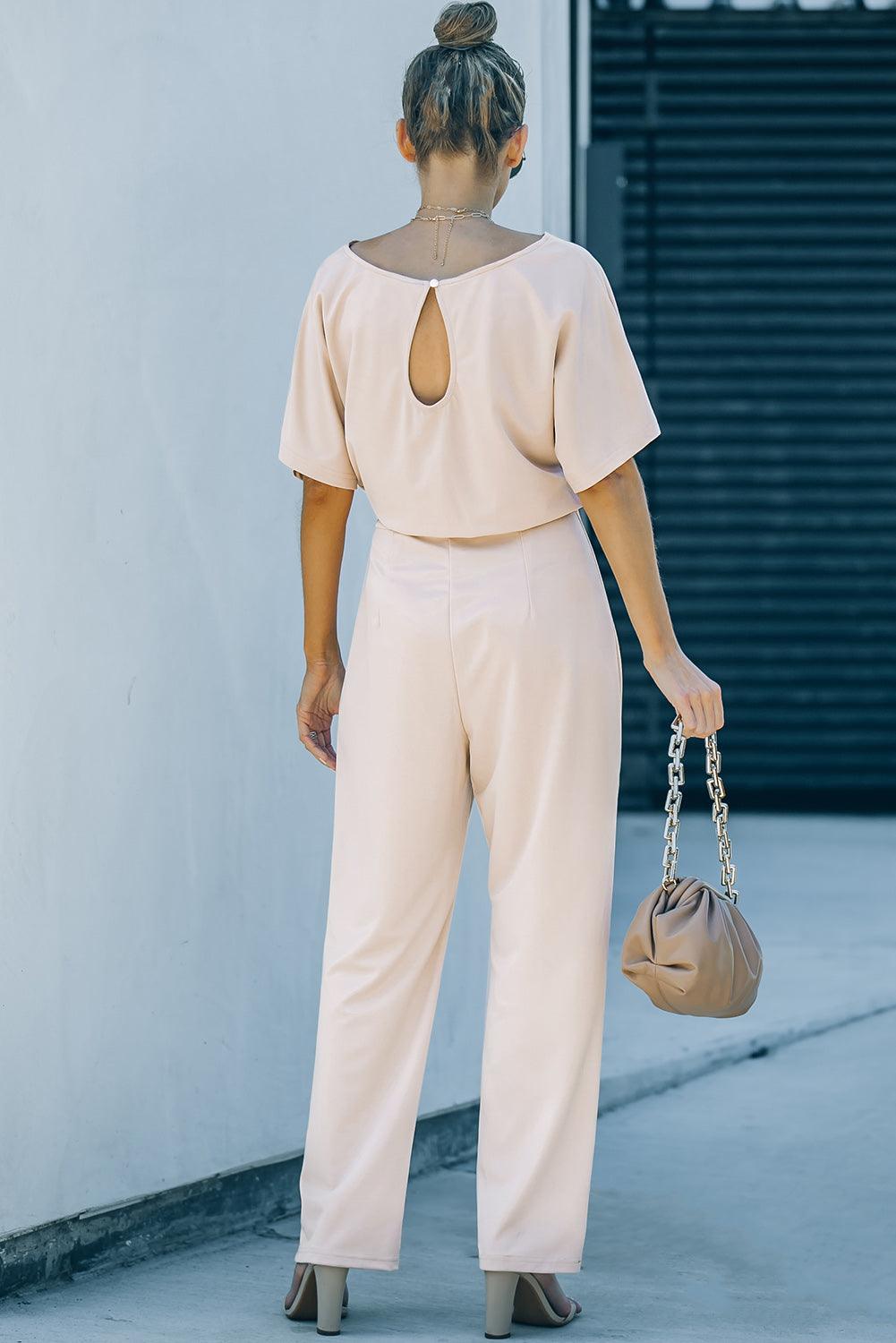 Oh So Glam Belted Wide Leg Jumpsuit Kiwidrop