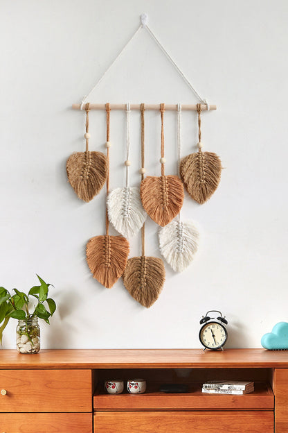 Macrame Leaf Bead Wall Hanging