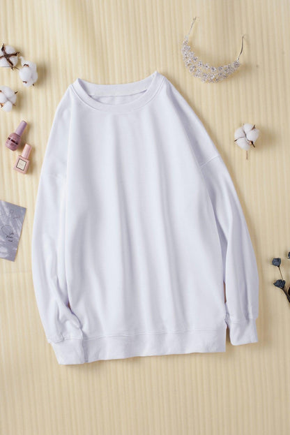 Oversized Solid Drop Shoulder Sweatshirt Kiwidrop