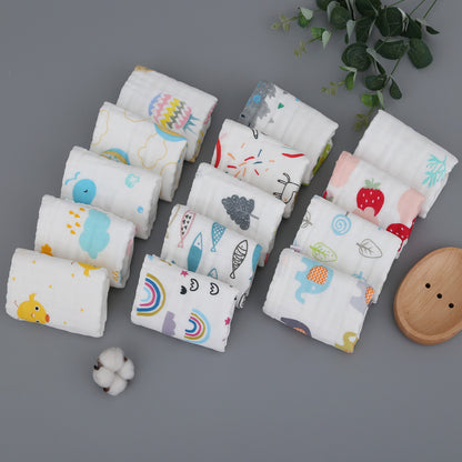 Muslin Cotton Baby 6 Layer Towel Handkerchief Colorful Kid Wipe Cloth born Baby Face Towel Bibs Feeding Bath Towelf for Kids Larnt