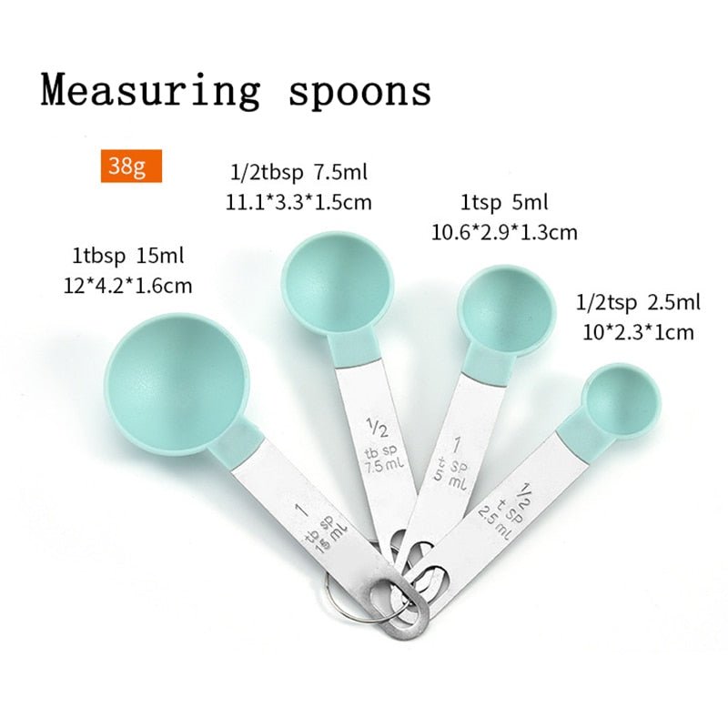 4Pcs/5pcs/10pcs Multi Purpose Spoons/Cup Measuring Tools PP Baking Accessories Stainless Steel/Plastic Handle Kitchen Gadgets - DunbiBeauty, LLC