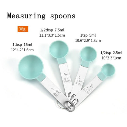 4Pcs/5pcs/10pcs Multi Purpose Spoons/Cup Measuring Tools PP Baking Accessories Stainless Steel/Plastic Handle Kitchen Gadgets - DunbiBeauty, LLC