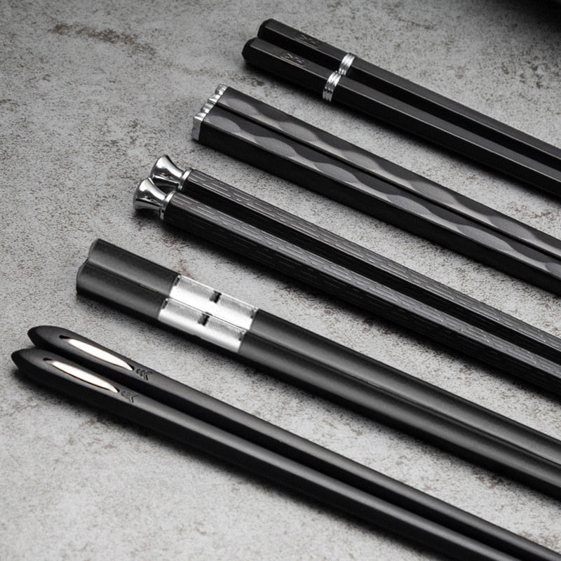 5 Pairs Japanese Chinese Chopsticks For Eating Food Sushi Sticks Reusable Alloy Korean Chopsticks Set Healthy Kitchen Tableware - DunbiBeauty, LLC