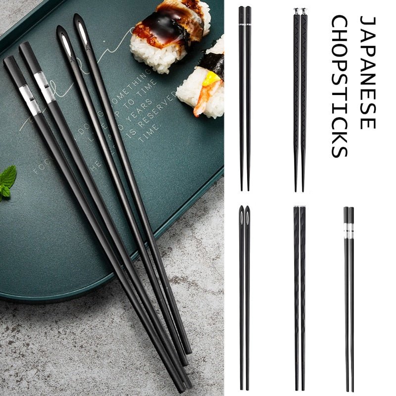 5 Pairs Japanese Chinese Chopsticks For Eating Food Sushi Sticks Reusable Alloy Korean Chopsticks Set Healthy Kitchen Tableware - DunbiBeauty, LLC