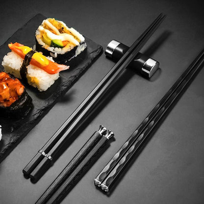 5 Pairs Japanese Chinese Chopsticks For Eating Food Sushi Sticks Reusable Alloy Korean Chopsticks Set Healthy Kitchen Tableware - DunbiBeauty, LLC